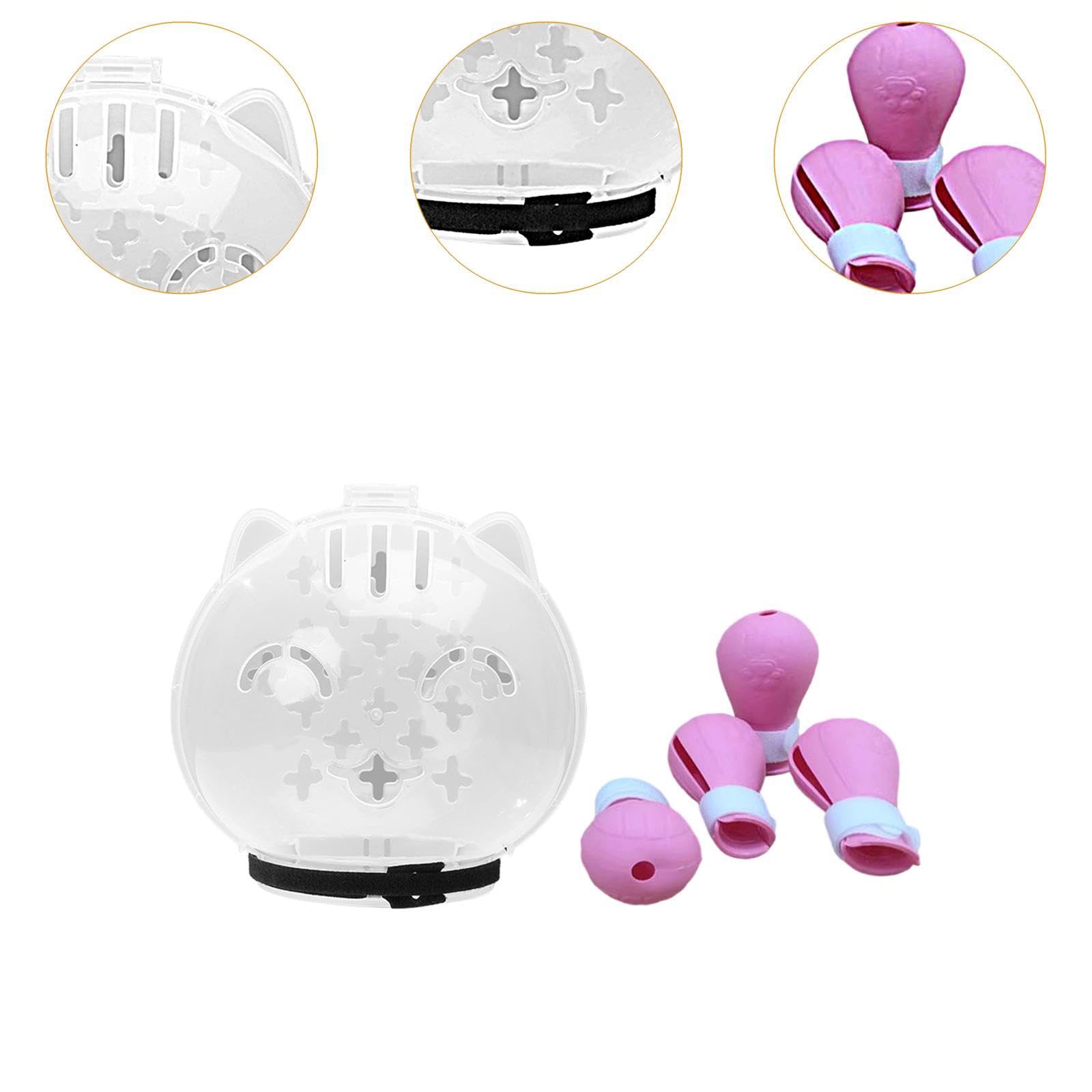 MagiDeal Bozal para Gato, Capucha para Gato, máscara Protectora, antimordeduras, Transpirable, con Forma de Bola y Zapatos para Cortar uñas, para Viajes en