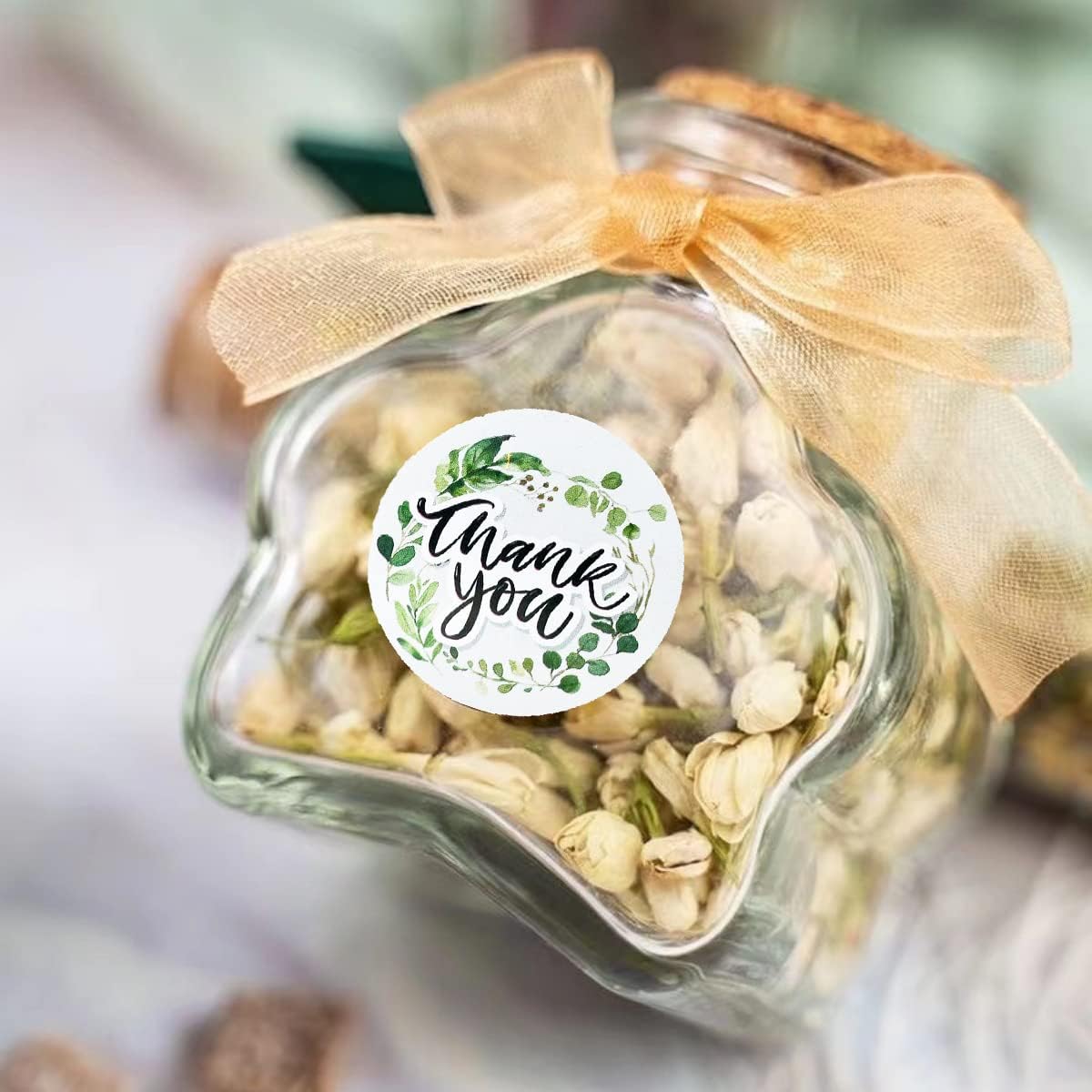 Thank You Stickers, 500Pcs Leaf Thank You Label Stickers 1.5" Leaf Frames Thank You Stickers Roll Greeting Cards Flower Bouquets Self-Adhesive Labels for Gift Wraps Birthday Party Favors - Image 5