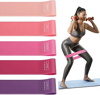 WLLHYF 5PCS Resistance Bands, Exercise Workout Bands Elastic Workout Bands, Exercise Loop Bands with 5 Resistance Levels for Women Men Home Fitness Strength Training Yoga Pilates