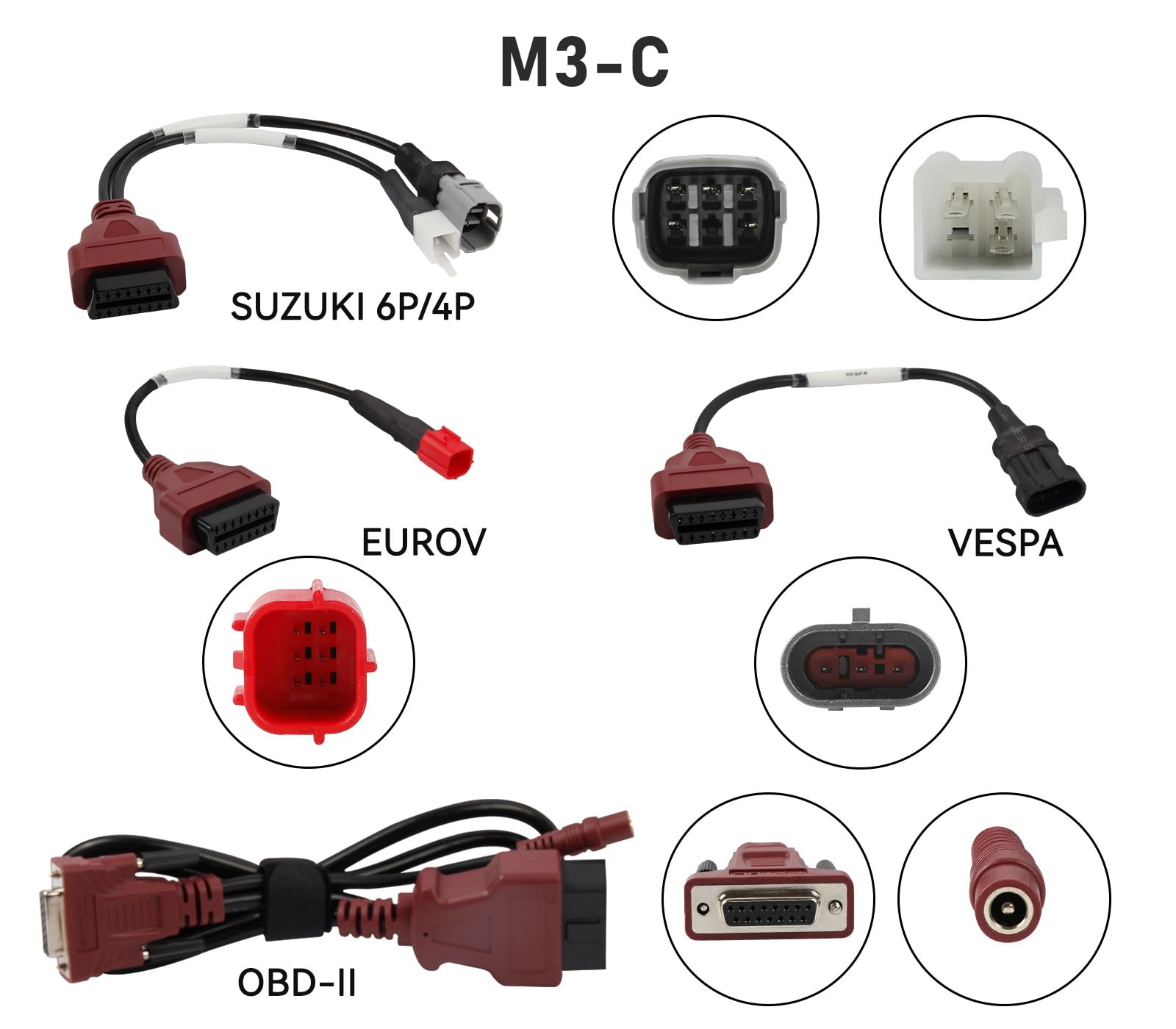 M3-C Diagnostic Moto Lecteur de Code Moto Scanner Outil de Diagnostic Moto avec Test de Tension Test Rapide pour S*UZUKI E*UROV VE*Spa OBDII