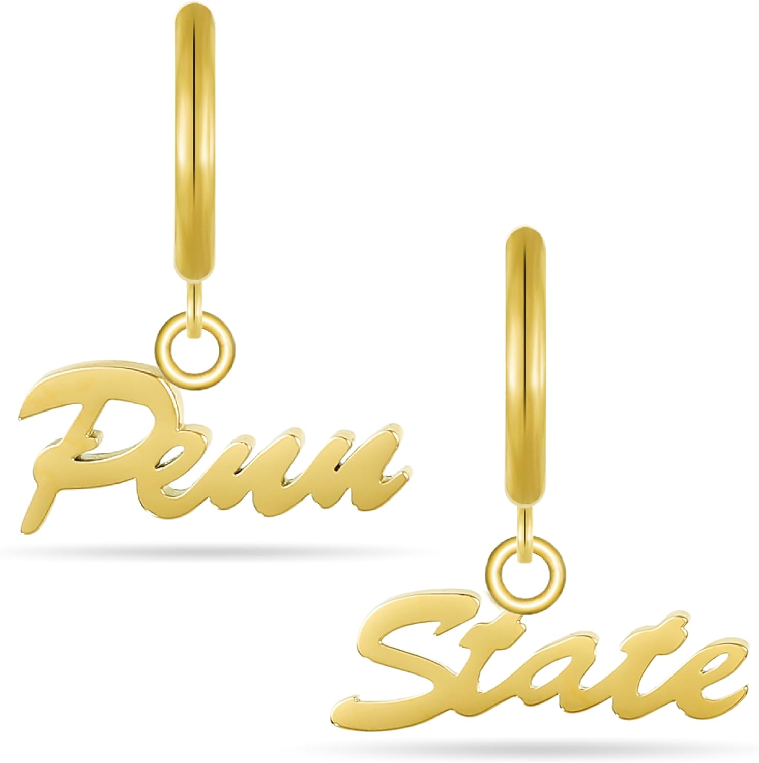 Stone Armory Earrings for Penn State University Jewelry Gifts for Women, Graduation – Stainless Steel Skin-Friendly Penn State Nittany Lions Earrings 18K Gold Finish Penn State Script Hoops