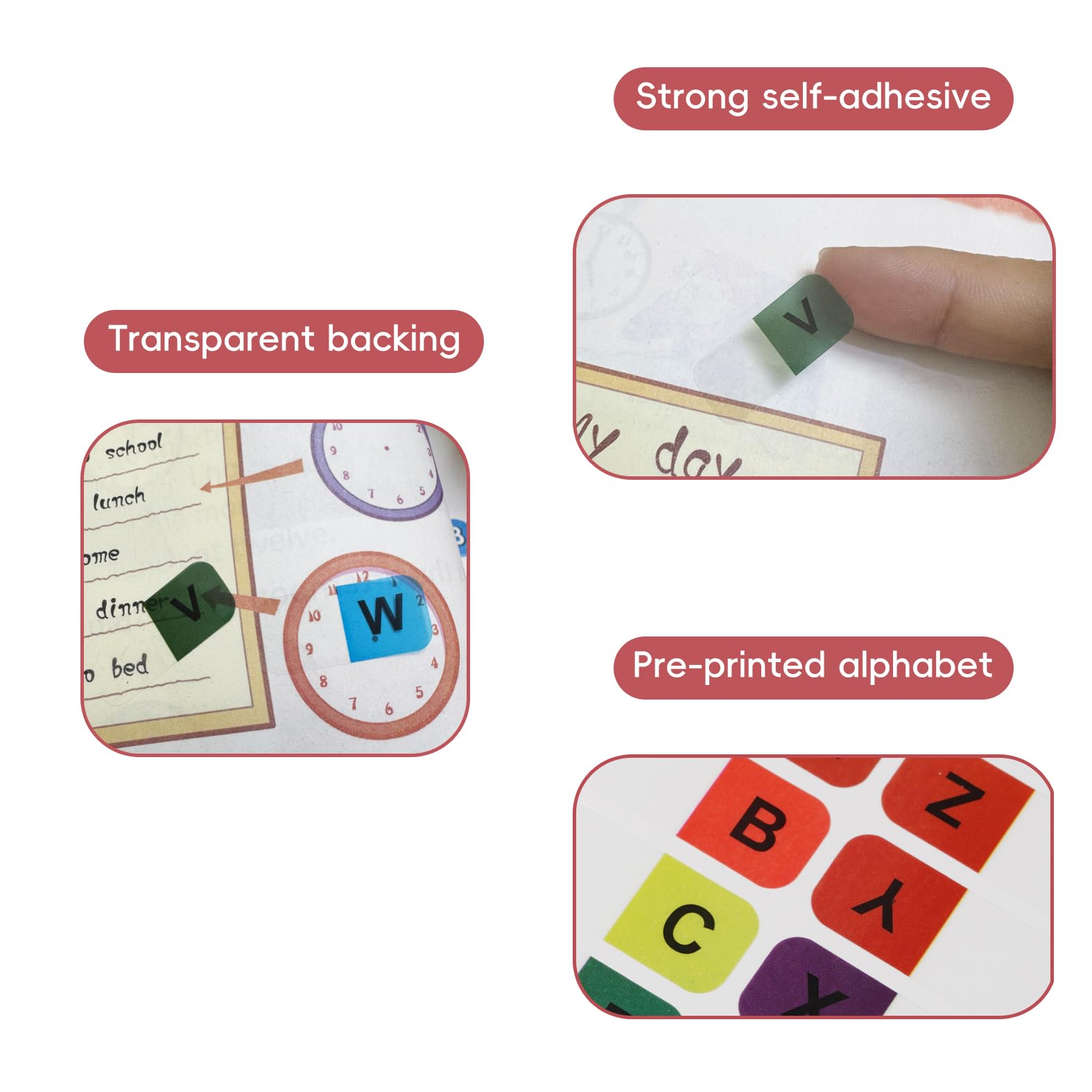 Lot de 208 onglets autocollants de l'alphabet de A à Z pour livres, onglets alphabétiques pour dictionnaire, fichier, carnet de notes (colorées)