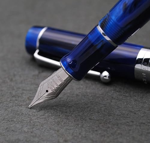 Miniatura 3 de JINHAO 100 - Pluma estilográfica con convertidor de tinta (punta media de 0.028 in, azul galaxia con clip plateado)