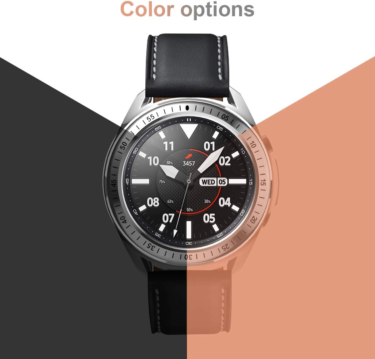 [2 Pack] JZK Samsung Galaxy Watch 3 45mm Bezel Ring Styling Cover,Adhesive Cover Anti Scratch & Collision Protector Bezel Loop+Protector Case for Samsung Galaxy Watch 3 45mm Accessories