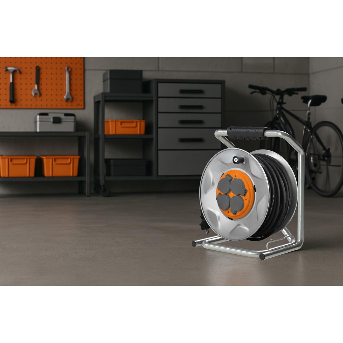 Zenitech - Enrouleur de Chantier IP44 4 Prises 16A 3G2,5mm² 35m - Orange