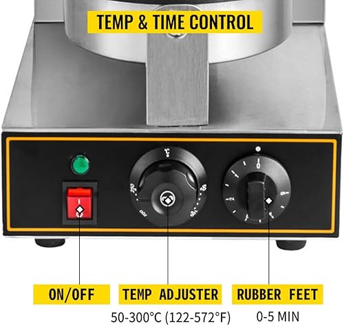 Miniatura 4 de Máquina para hacer gofres de acero inoxidable con revestimiento antiadherente, horneador de cono de huevo de 1200 W, ideal para panaderías de