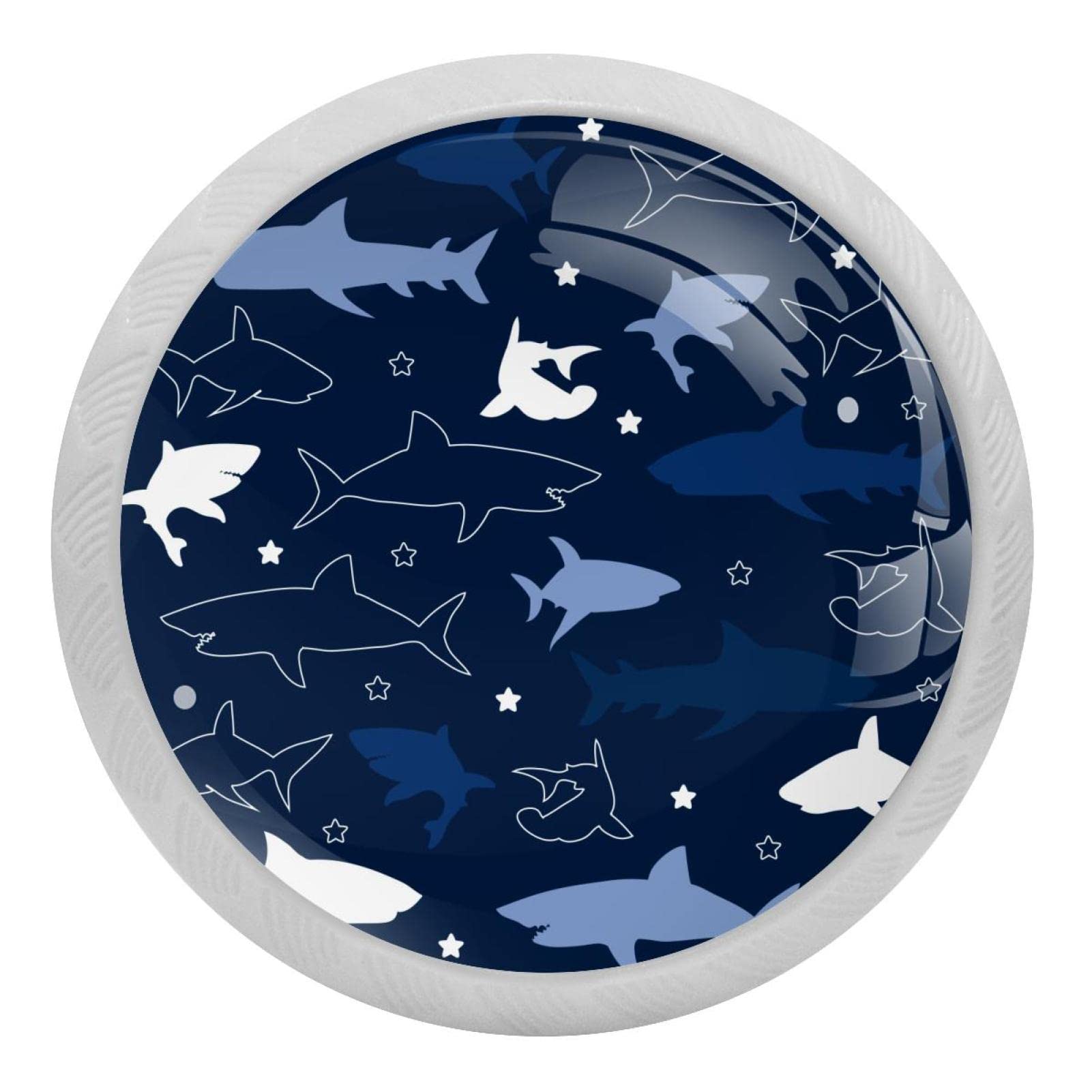 Boutons de tiroir marins Sharks ronds bleu marine 35 mm pour rafraîchir une commode