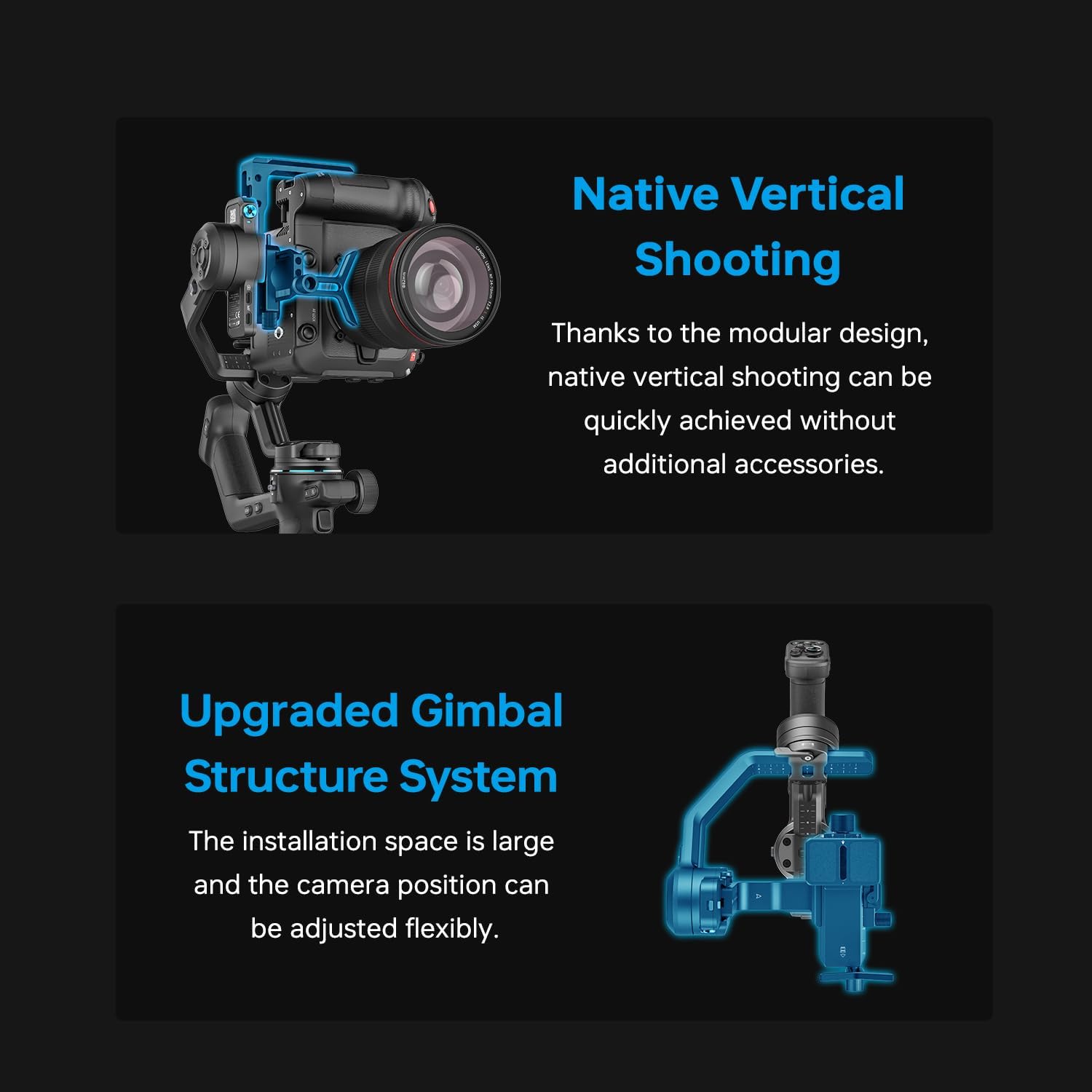 FeiyuTech SCORP-C2 Gimbal demonstrating native vertical shooting setup