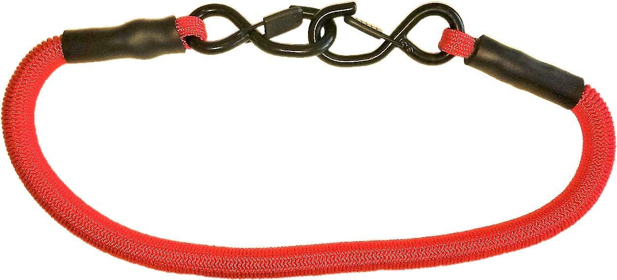 Heavy Duty Bungee Cord | 3 FT Professional-Grade Red SuperBungee Cord | Stretches to 17.5 ft | 9mm Thick Steel Spring-Clip Rubber-Coated Hooks 500 LB Break Strength (Red)