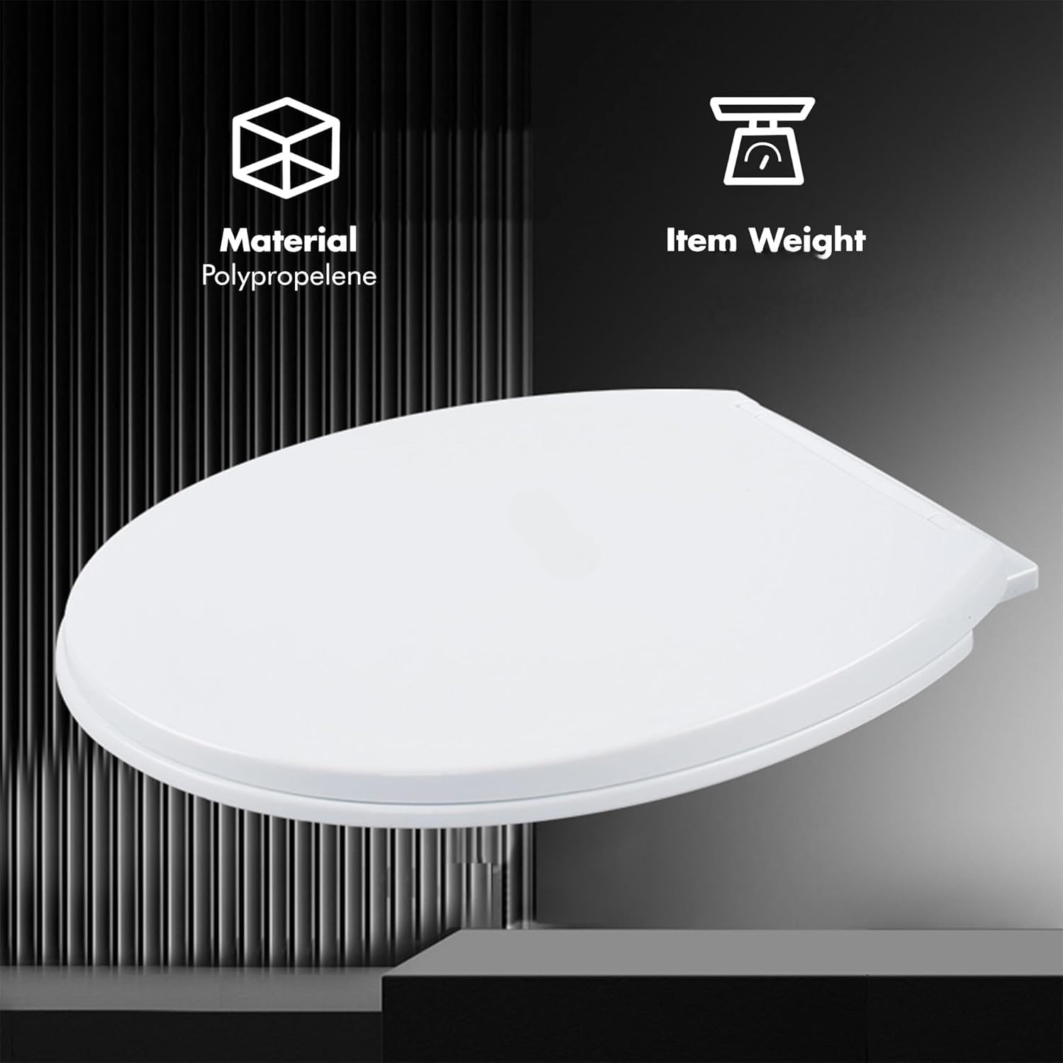 SEA SHORE Polypropylene Soft Closing Toilet Seat Cover β Western Commode Seat with Stable Hinges, Elongated Shape Design, Durable Bathroom Fitting (White) 2