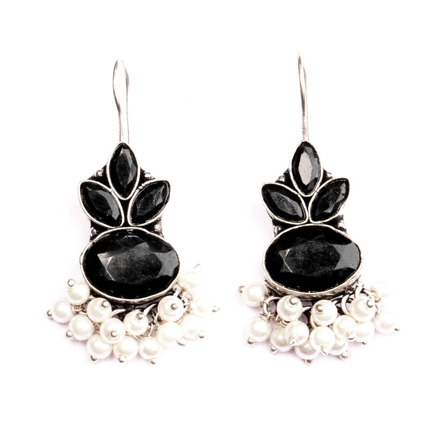Sasitrends Exquisite Silver Oxidised Dangle & Drop Pearl Earrings with Stone Accents for Women & Girls (B0CFYT18VX) Amazon Price History, Amazon Price Tracker