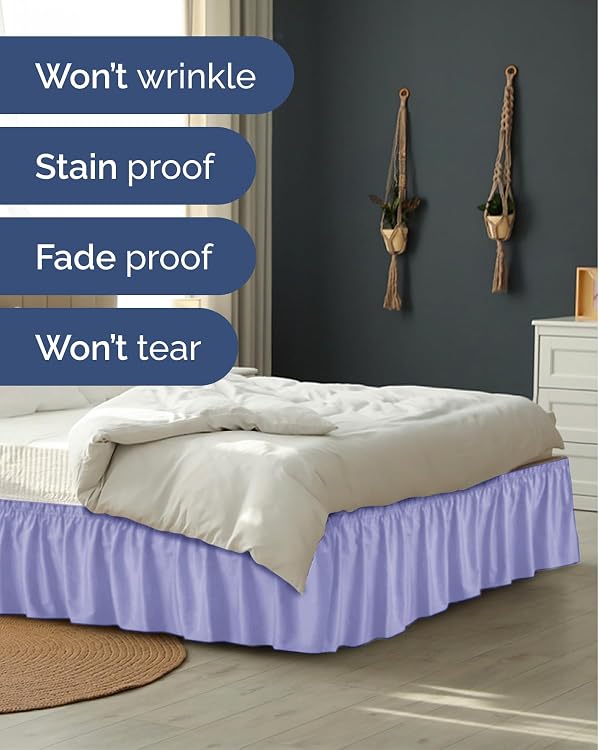CGK Linens Wrap Around Dust Ruffle Bed Skirt - King, 14" Lavender by CGK Unlimited - Used condition - Image 5