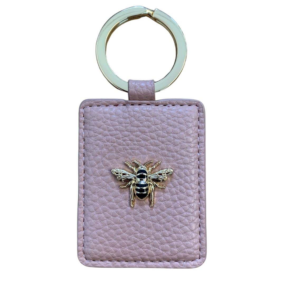Alice Wheeler Gold/Pink Vegan Leather Bee Keyring Bag Charm