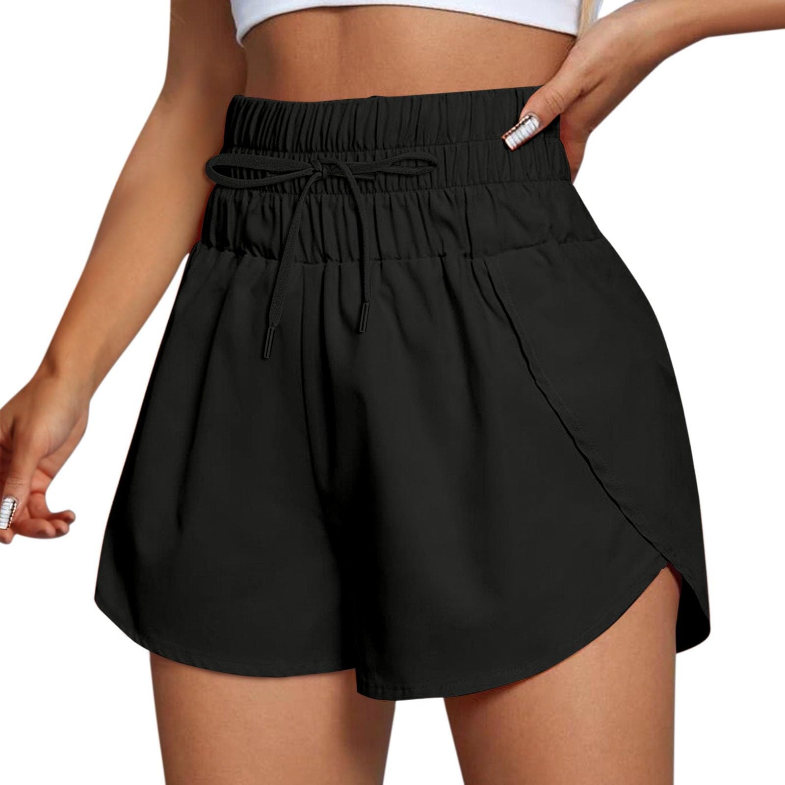 Mid Waisted Running Shorts For Womens Side Split Quick Dry