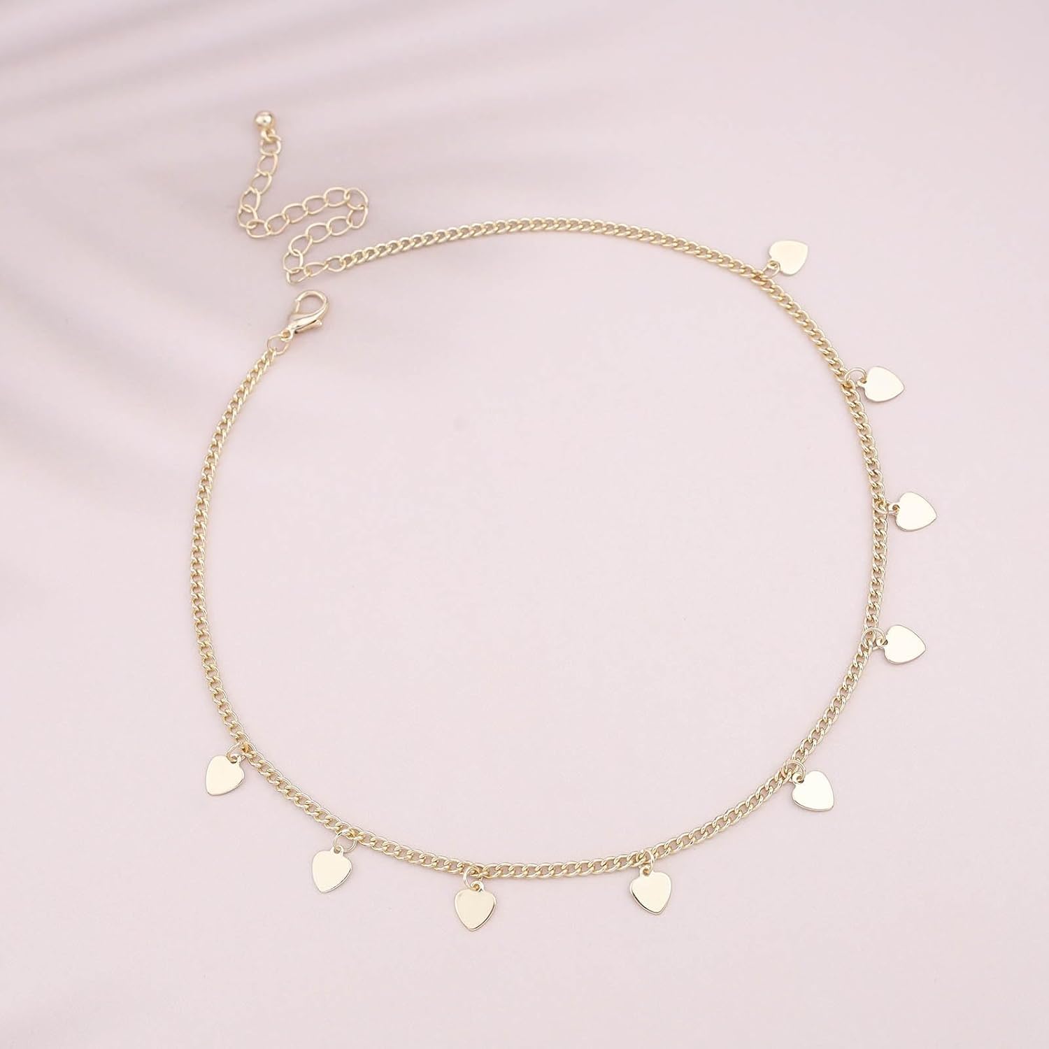 Boho Heart Choker Necklace Station Heart Dangle Necklace Gold Heart Chain Necklace Tiny Heart Necklace Choker Jewelry for Women - Image 3