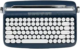 Teclado Bluetooth Retrô Para Tablet Celular Modelo Máquina de Escrever (Azul Marinho)