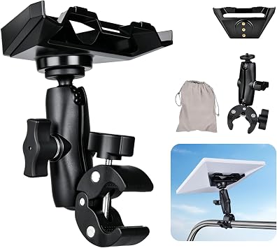 Starlink Mini Clamp Mount with Adapter Mount | Adjustable 360 Ball Head Bracket for Starlink Mini, Heavy Duty Clamp Mount for RV Ladder, Roof Rack, Pole, Boat Rail