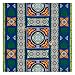 CraftiEgypt Ramadan Tablecloth Decorations – Handmade Tablecloth, Printed Egyptian Khayamiya Design, Colorful Blue, Cotton Blend – 55