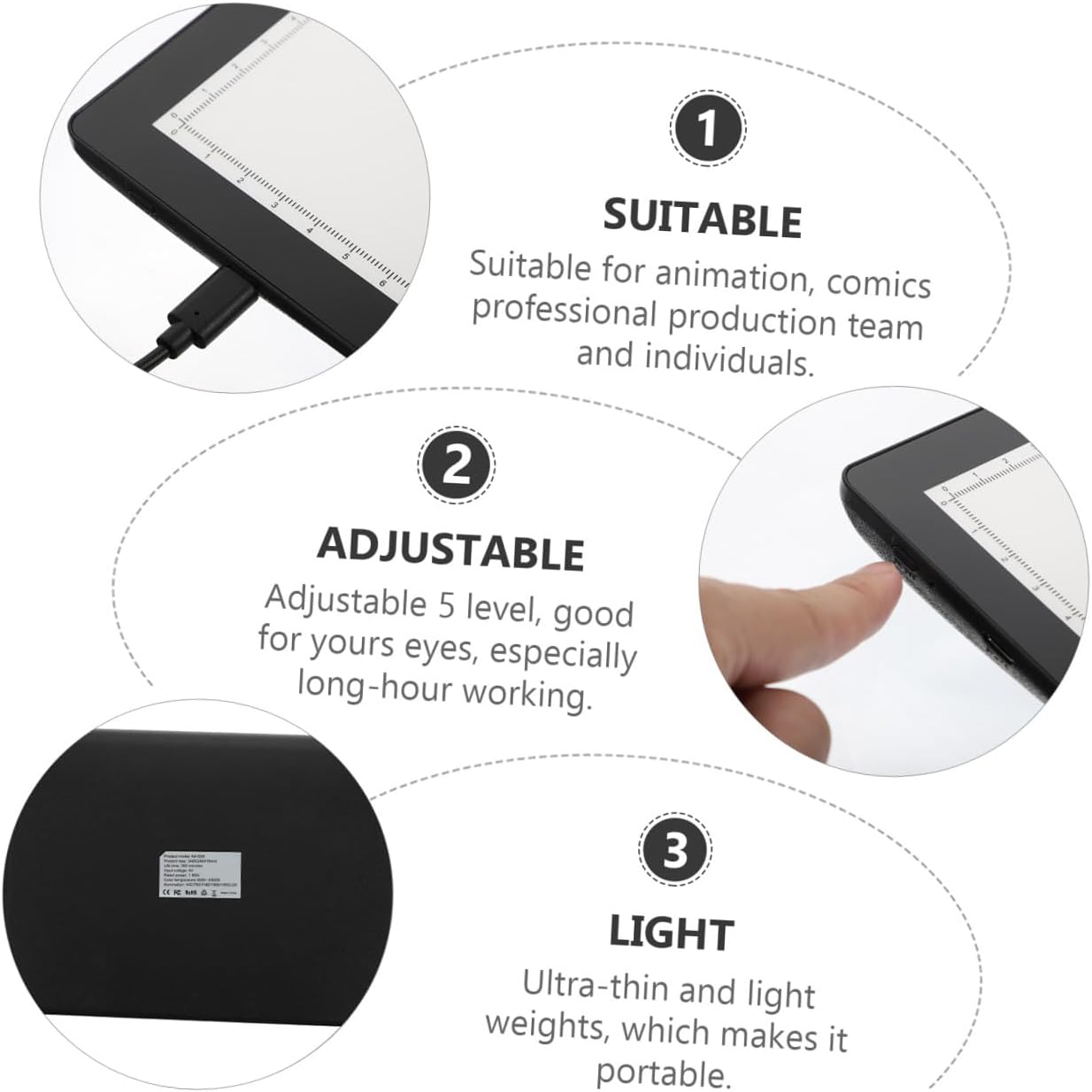 Beatifufu Adjustable Magnetic Sketching Board Level Dimming Rechargeable Battery Copy Pad for Drawing Tracing Calligraphy and Animation Artists Portable Ultra-Thin Light Box