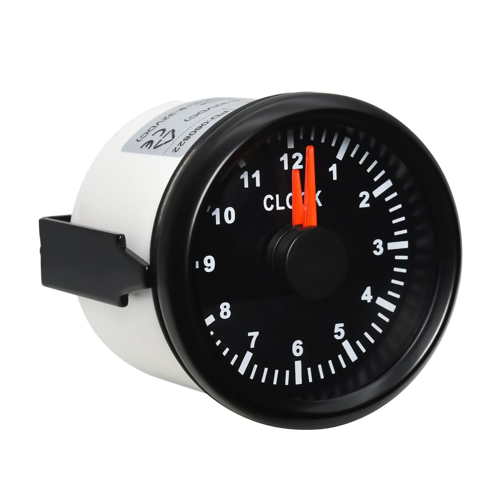 Indicador de reloj de 52mm con luz trasera roja, instrumento de contador de horas de 0-12 horas, contadores de horas for coche, barco, yate, espectáculo de 9-32V Lectura clara(Black)