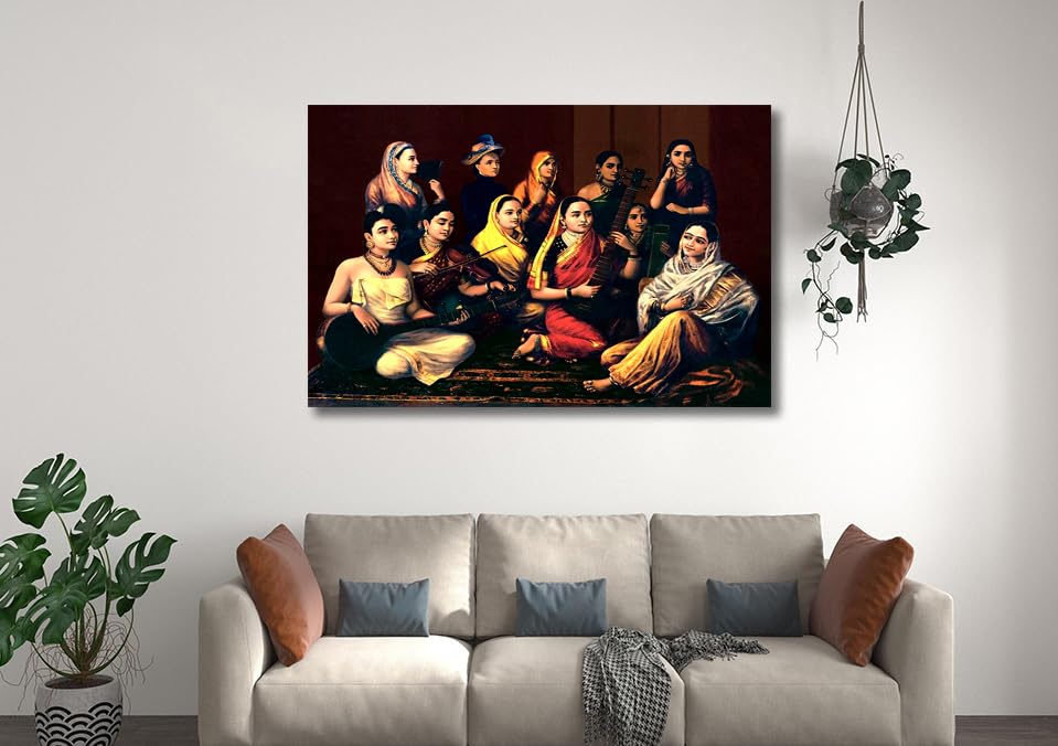 Image of Sikhash Raja Ravi Varma Canvas Art /Classic Printing Art /Unframed The Galaxy of Musician Art for Bedroom, Living Room, Home, Office, Multicolor Fabric Wall Decor, (23x15 inches)