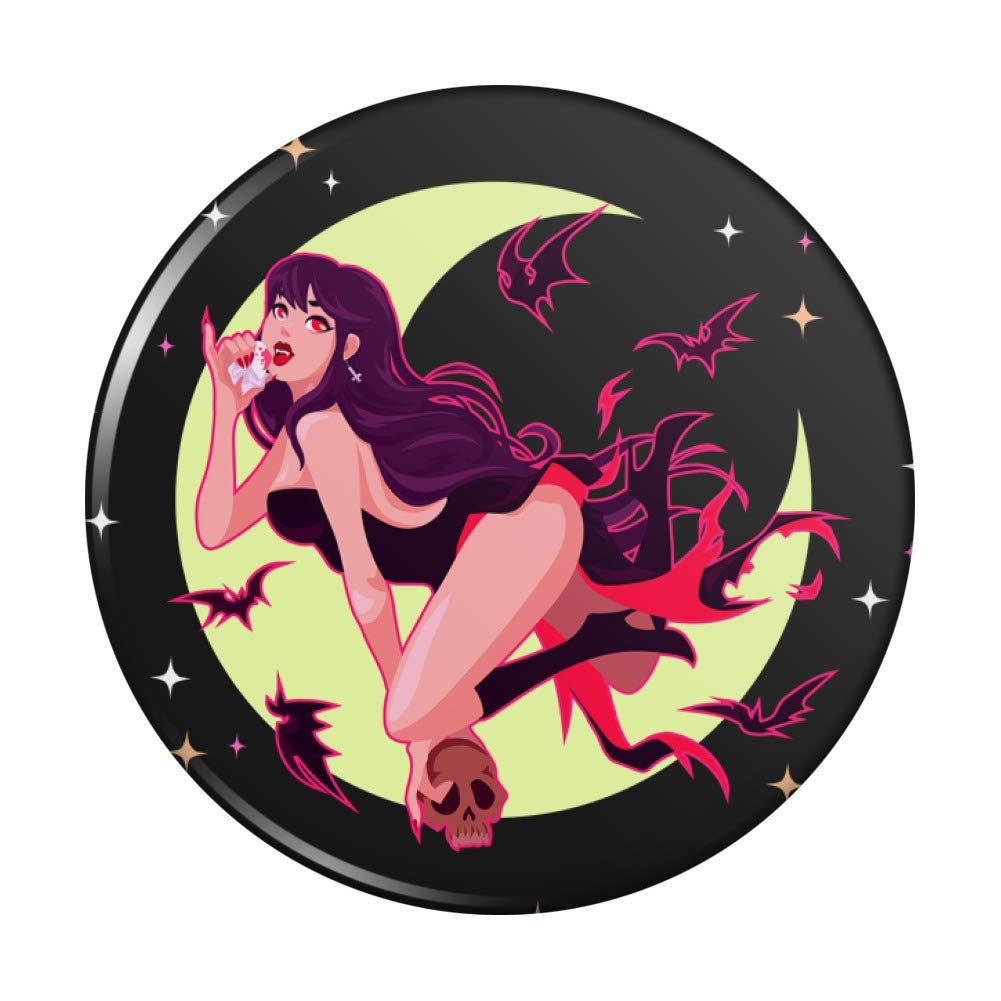 Vampire Girl and Bats Pinback Button Pin