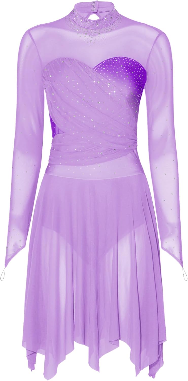 iEFiEL Competition Artistic Figure Ice Skating Dress for Women