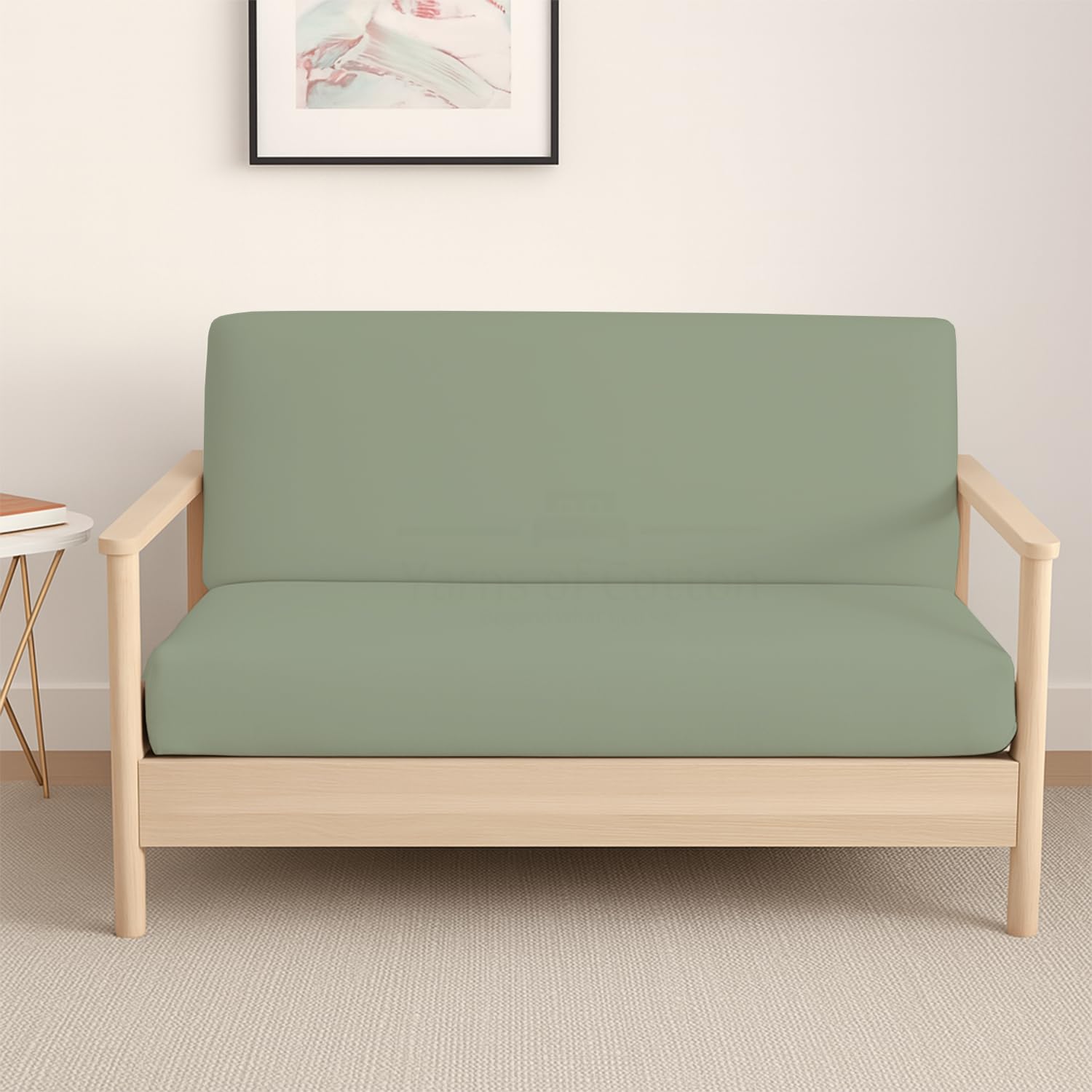 Full Size Armless Futon Covers - 100% Egyptian Cotton Futon Slipcovers - Zippered Couch Cover Sofa Bed Protector, Sleeper Sofa Cover, Machine Washable, Seaform
