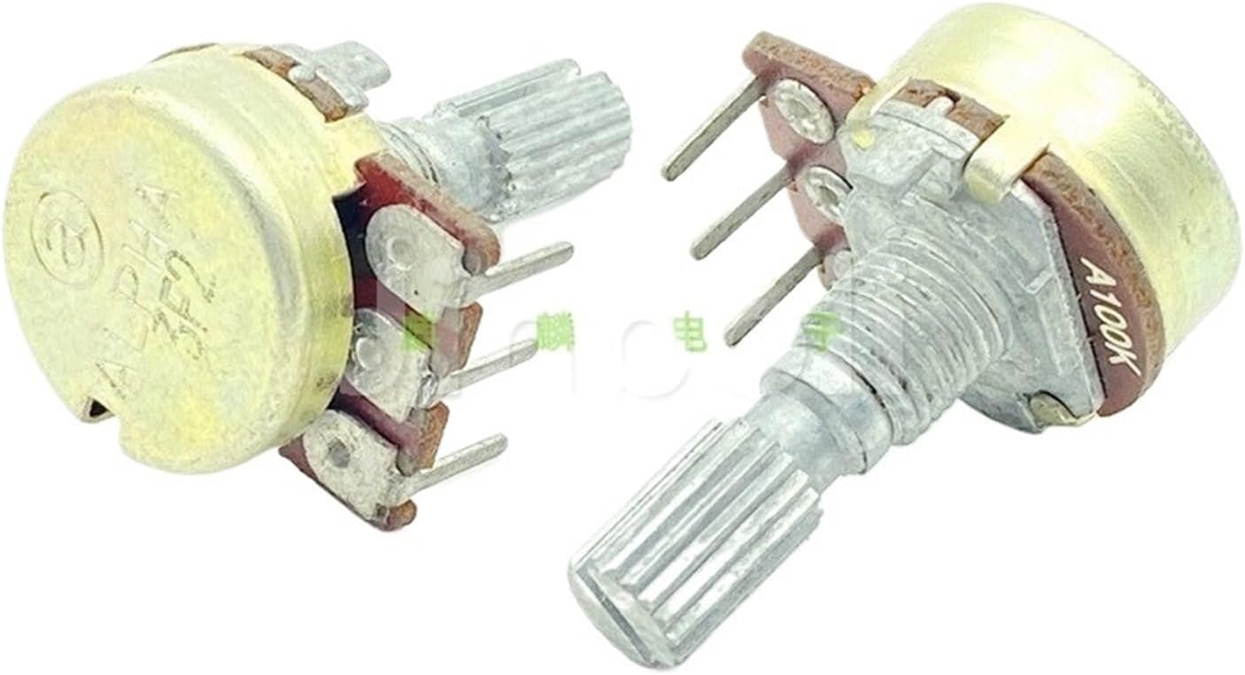 1PCS 16 Type A100K Inner Bent Leg 3Pins Single Speaker Amplifier Volume Potentiometer 20mm Shaft