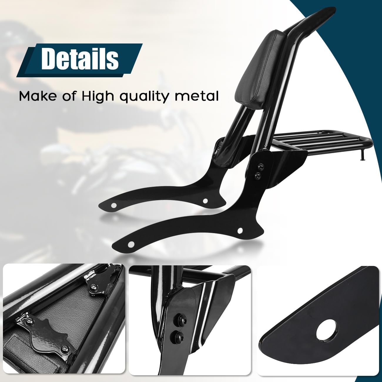 Detachable Passenger Backrest Sissy Bar With Luggage Rack And Back Rest Pad Compatible With For 2000 2001 2002 2003-2011 Yamaha VStar Dragstar 1100 XVS 1100 Classic Sissy Bar Backrest