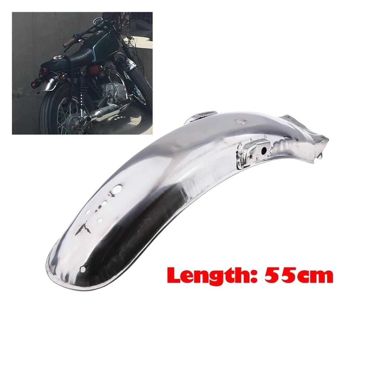 Parafango Motocicletta Per Sostituzione Diretta Del Parafango Parafango Posteriore Moto CG 125 In Acciaio Inossidabile (55 * 14 Cm). Extender Hugger