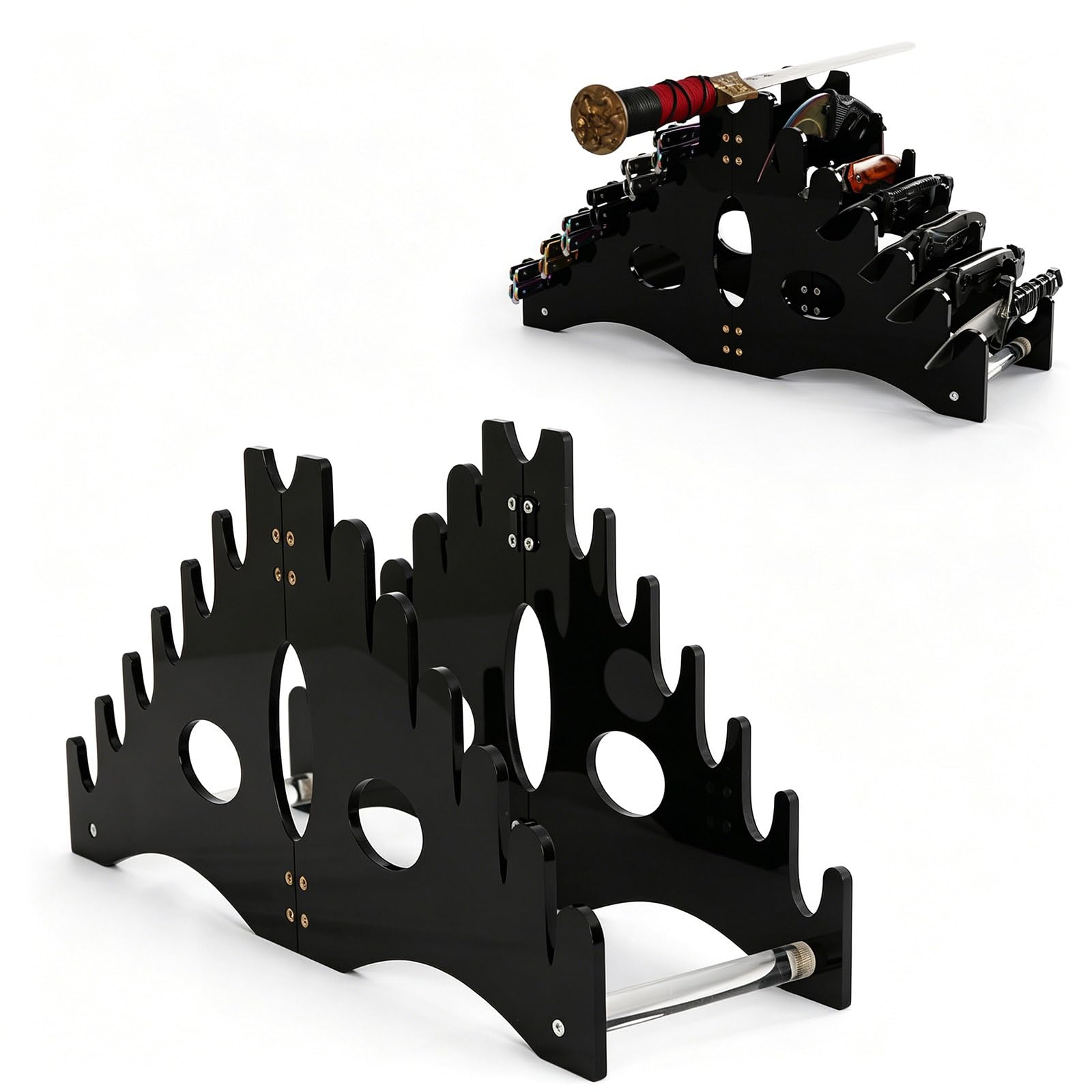 WANLIAN Messerständer, Messerhalter, Messer-Display-Ständer, Messer-Vitrine, Sammler-Messer-Display-Ständer, Schwertständer, für Taschenmesser-Organizer & Display-Hütte Heimdekoration (Schwarz)