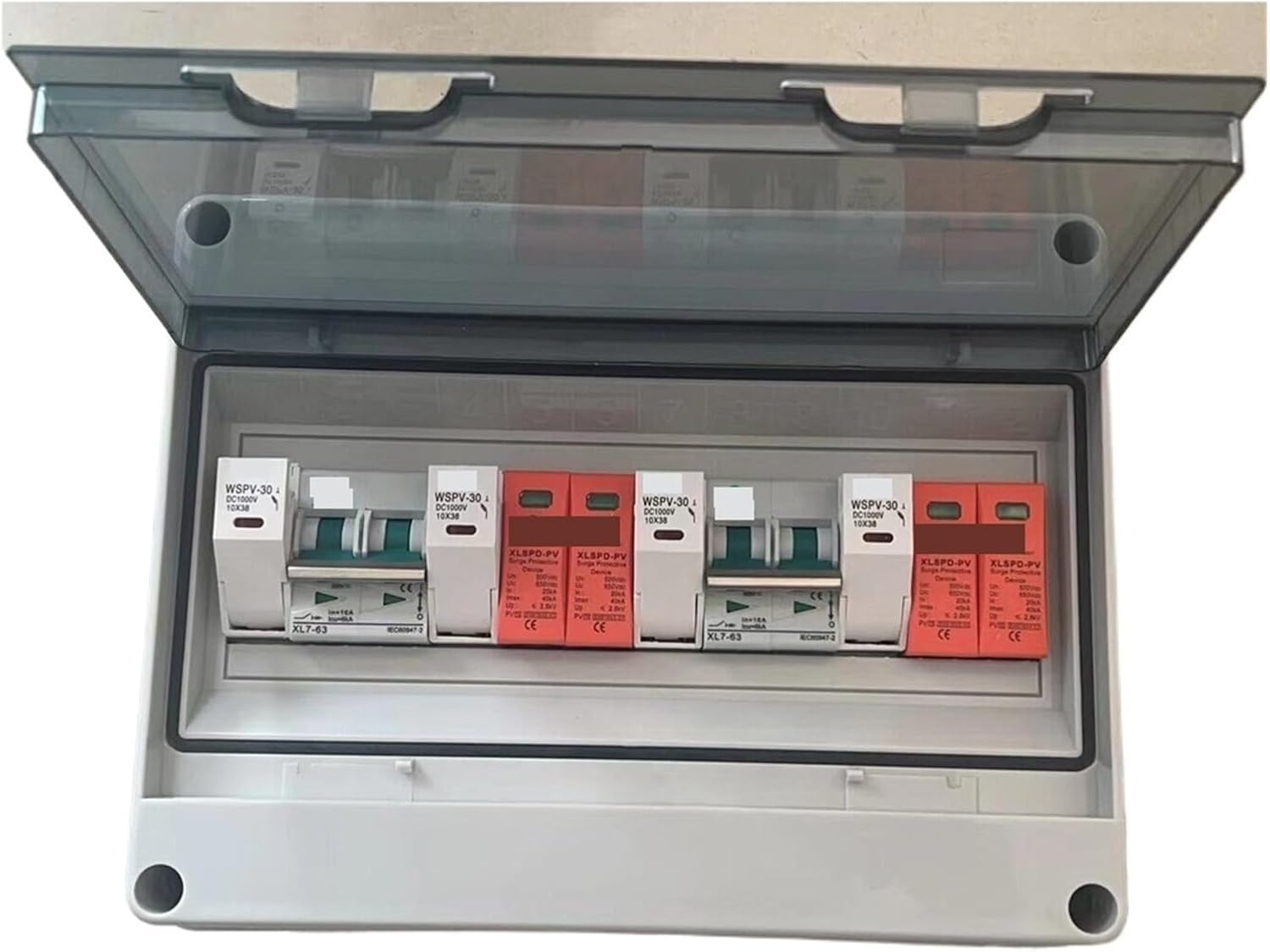 2-in-2-out 500V 600V Solar Surge Lightning Protection IP65 Waterproof PV DC Combiner Box(600V 20A)