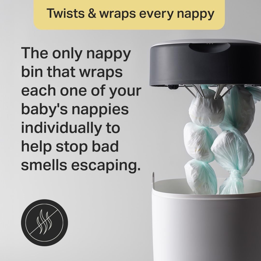 Tommee Tippee Twist and Click Advanced Nappy Disposal Sangenic Tec Bin, White, Holds up to 30 Nappies 1