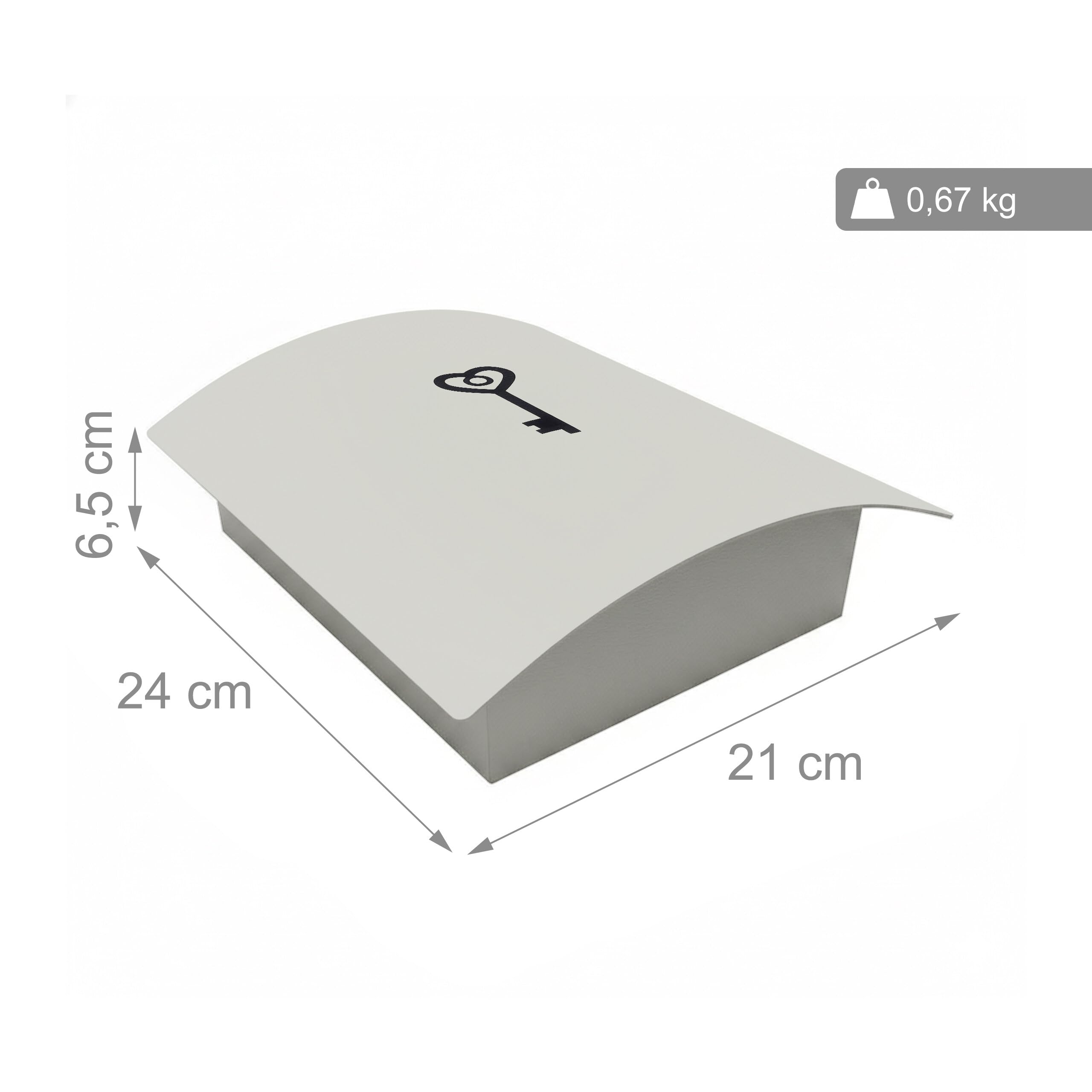 Relaxdays Portachiavi, con sportello, 9 Ganci, Simbolo Chiave, HLP: 24x21x6,5 cm, Chiusura Magnetica, Bianco