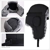 Vista 3 de Sombrero de bombardero ruso Ushanka de piel con orejeras para hombre, cálido invierno térmico trampero