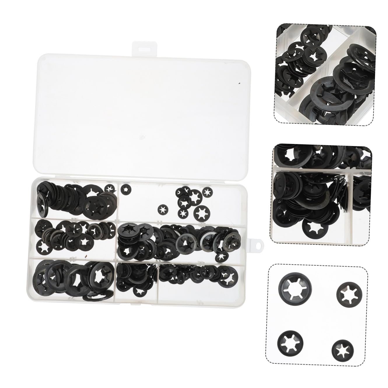 260pcs Manganese Steel Star Tooth Locking Washers Fastener Kit M3- Push-on for Shaft and Bolt Industrial Use