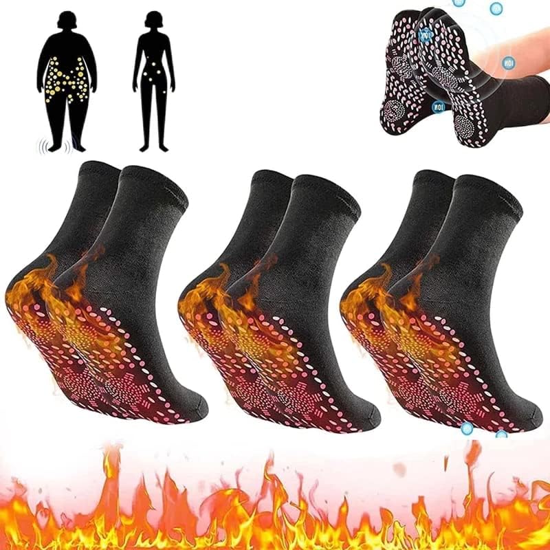 3 Pair Tourmaline Slimming Health Sock, Tourmaline Health Sock,VeinesHeal Hyperthermia Socks, Magnetic Self-Heating Socks,Foot Massage Thermotherapeutic Sock