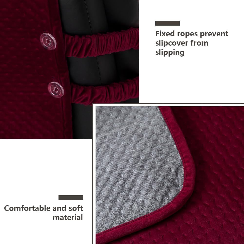STONECREST Recliner Chair Cover, Water Resistant Velvet Quilted Slipcover, Stay in Place (Burgundy, Recliner 23" Regular)
