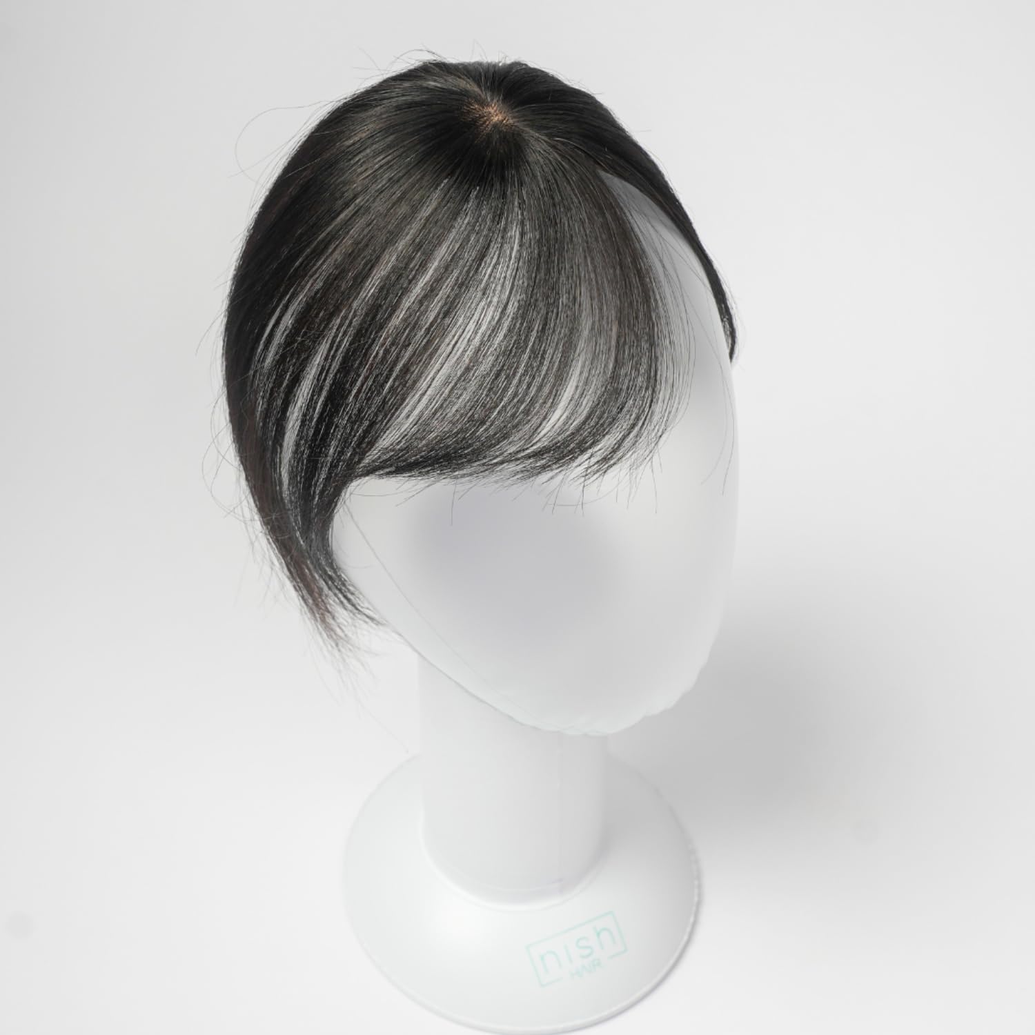 Nish Hair Women's Tiny Topper with Bangs – Hair Topper (Natural Black), 100% Human Hair, Natural Look & Lightweight-image-6