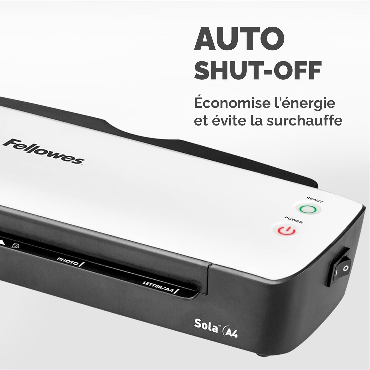 Fellowes Plastifieuse Sola A4, 125 Microns, Fonctions Anti-Bourrage Et Arrêt Automatique, Temps De Chauffe 4 minutes, Pour Pochettes De 80-125 Microns, Blanc, 5745601 - Exclusivité Amazon
