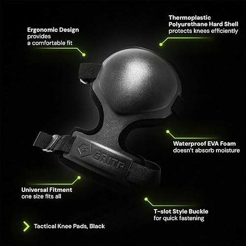 Miniatura 2 de GRITR Rodilleras tácticas para trabajo, caza, construcción, jardinería, paintball con acolchado de espuma, carcasa dura y correas ajustables,