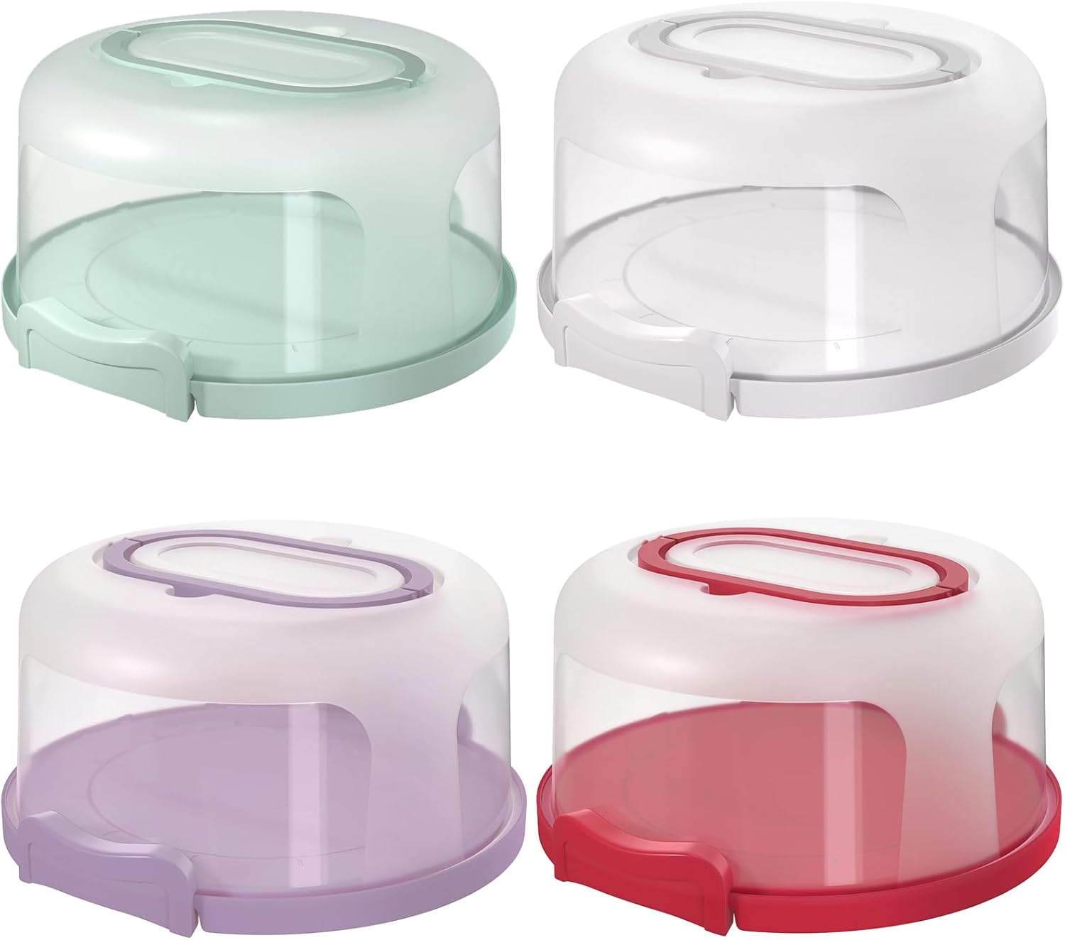 Bokon 4 Pieces Plastic Cake Carrier Large Round Cake Holder Portable Cake Container