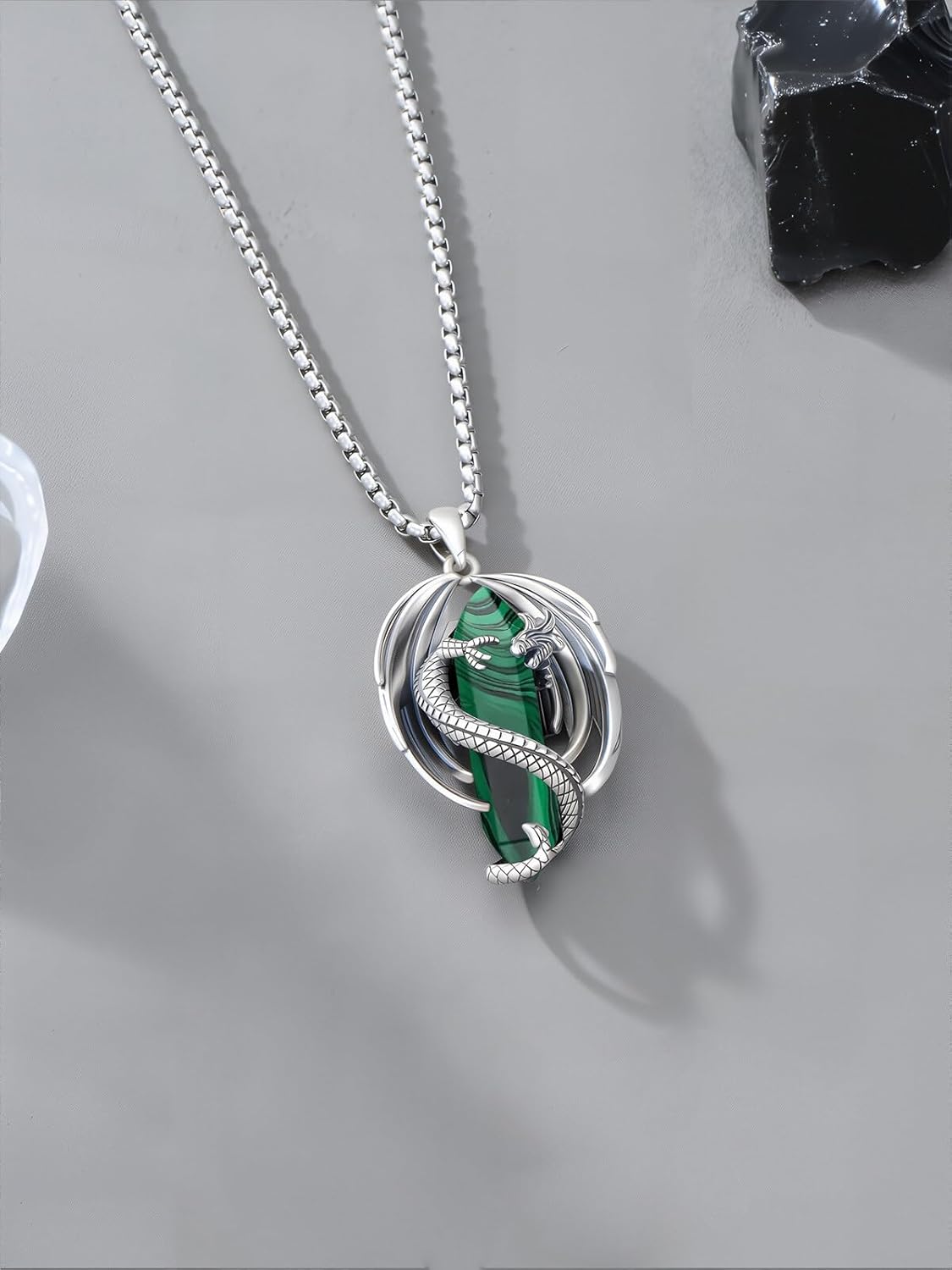 Dragon Necklace 925 Sterling Silver Crystal Dragon Pendant Healing Crystal Pendant Spiritual Protection Dragons Jewelry Gifts for Men Women - Image 4