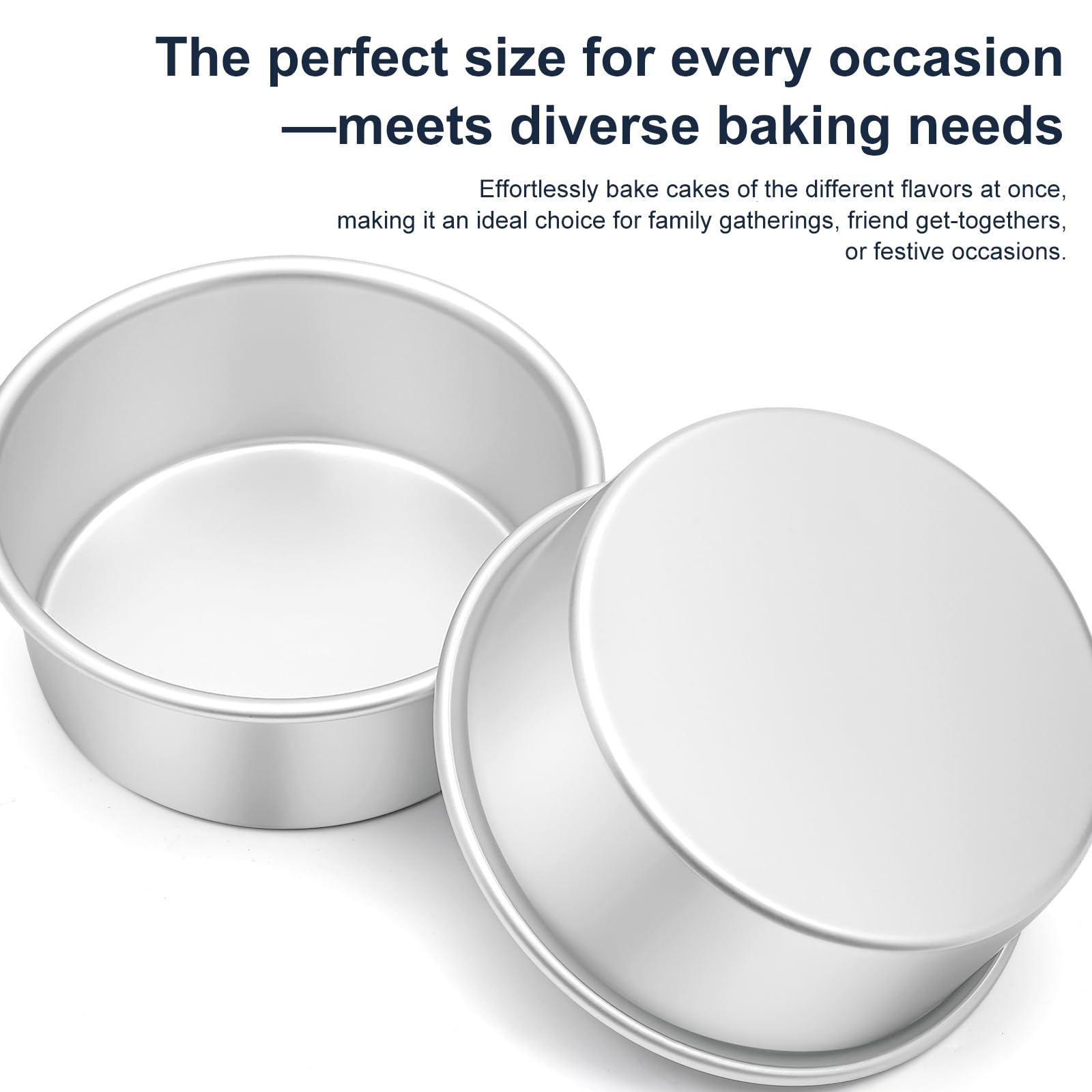 Backform Rund 3er Set Ø 15/20/26 cm, Runde Kuchenformen aus Eloxiertem Aluminium für Backen, Silber