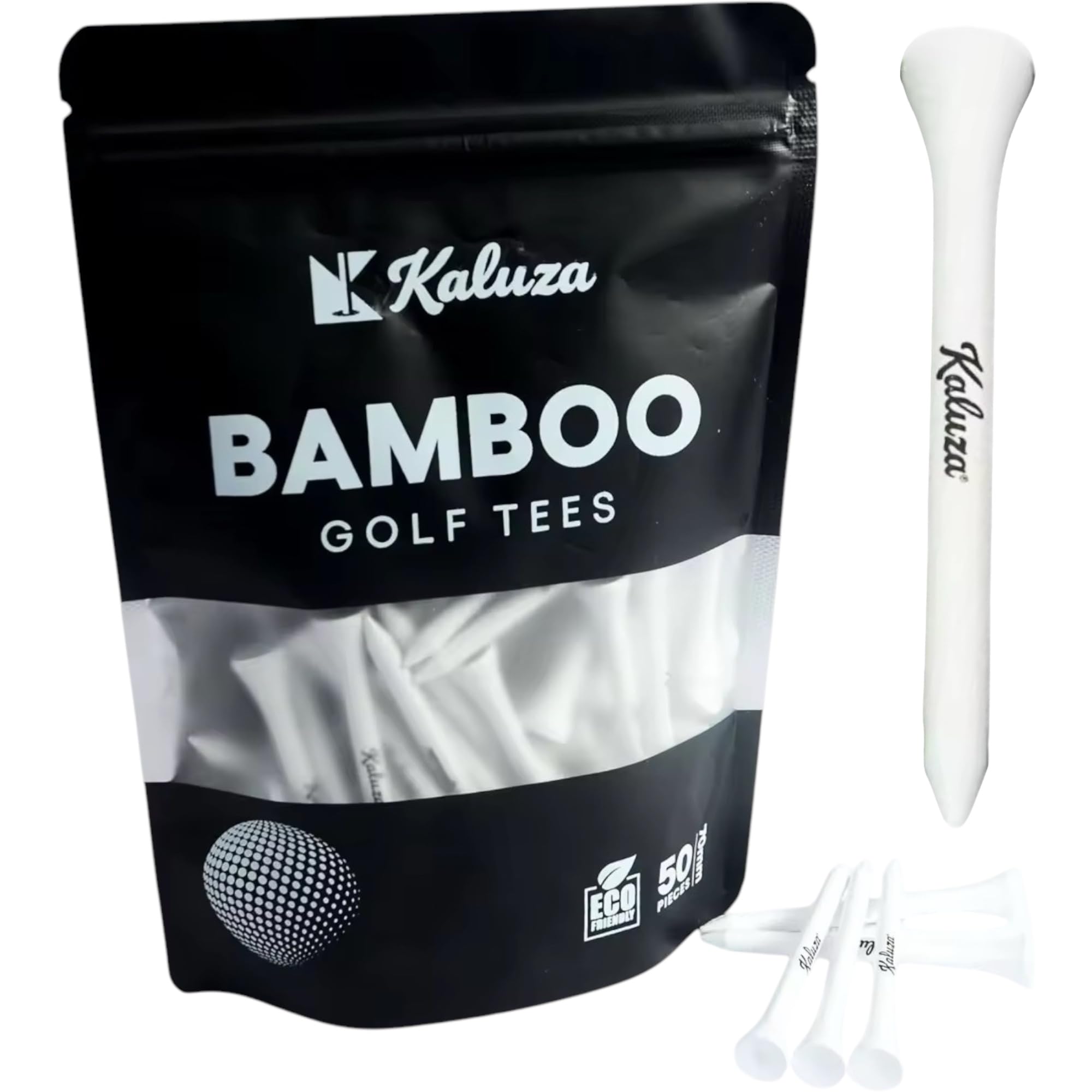 Kaluza Bamboo Golf Tees 70mm (50 Pcs) Strong Eco-Friendly Biodegradable — image 1