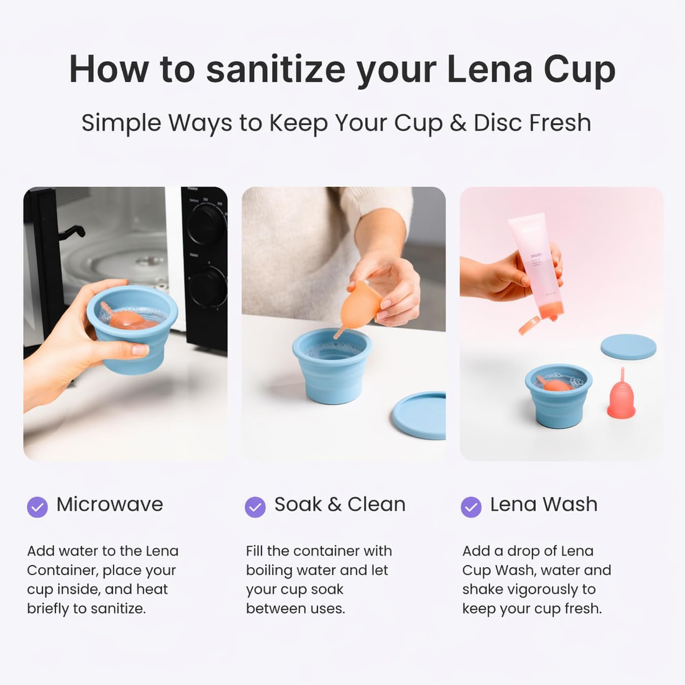 Lena Menstrual Cup Cleaner Case & Period Disc Sanitizer, Light Blue image 3