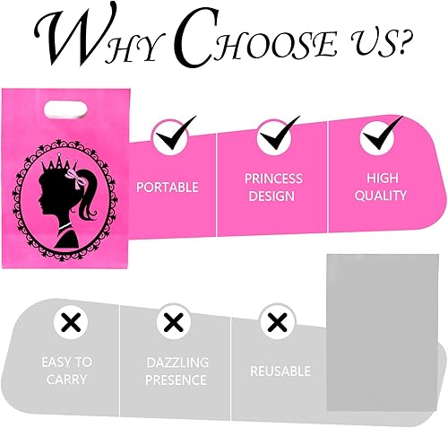 Miniatura 3 de XUWAIDSGN 12 bolsas de princesa para niñas con asa de cartón rojo rosa, bolsas de fiesta para niñas, bolsas de bufé de dulces para niños, regalos de
