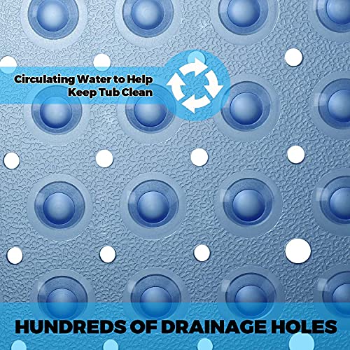 Yinenn Shower Mat Square Bathroom Mats 21 X 21 Inches With Suction Cups And Drain Holes, Non Slip And Washable For Showers (Blue) #TOP2