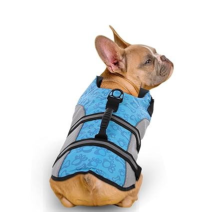 Phyxin Adjustable Dog Life Jacket, Breathable Pet Life Vest with Rescue Handle, Reflective Safety Vest for Swimming, High Buoyancy Flotation for Small Medium Large Dogs